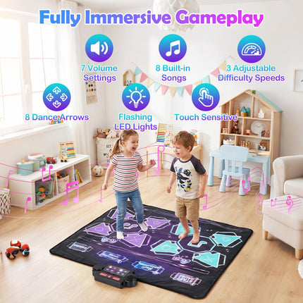 Kids Dance Mat with 4 Modes, LED Lights, and Music