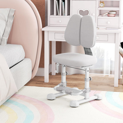 Kids Desk Chair, Adjustable Backrest and Footrest, Grey