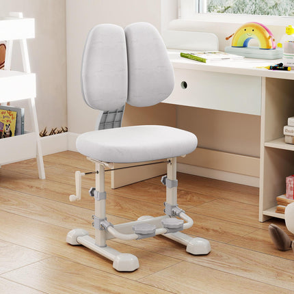 Kids Desk Chair, Adjustable Backrest and Footrest, Grey