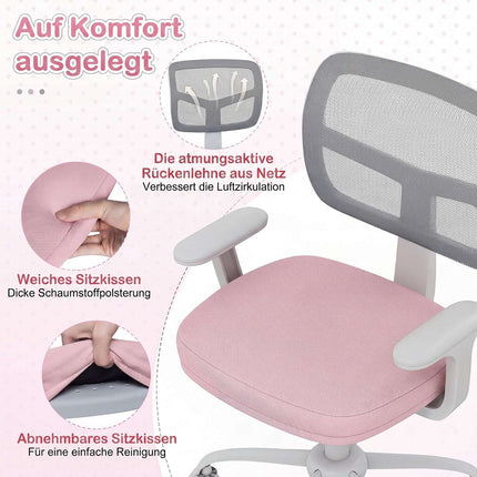 Kids Desk Chair with Adjustable Height and Swivel Wheels