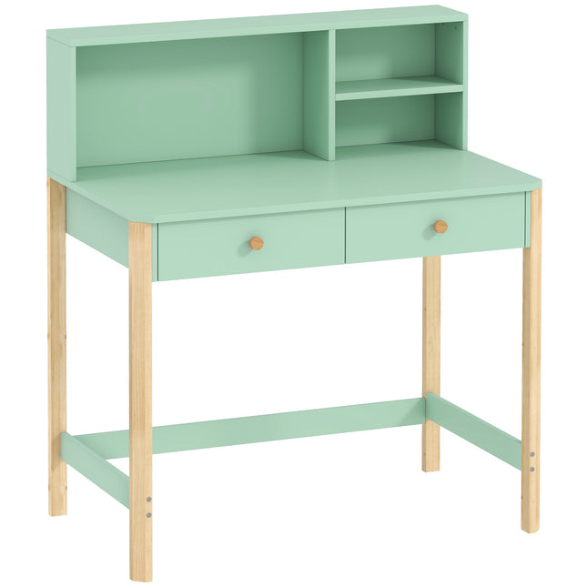 Kids Desk with Storage, Green & Natural, 90x52x105 cm
