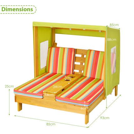 Kids Double Chaise Lounge Chair – Canopy, Cup Holders