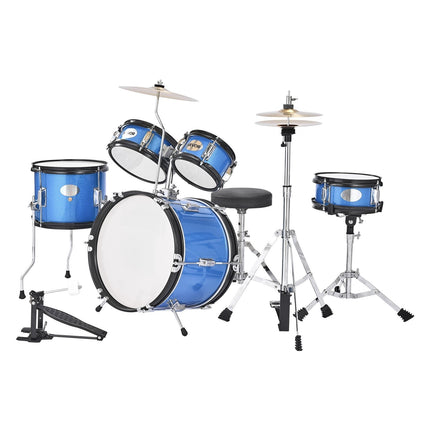 Kids Drum Set, 5-Piece 14-Inch Kit With Throne, Blue