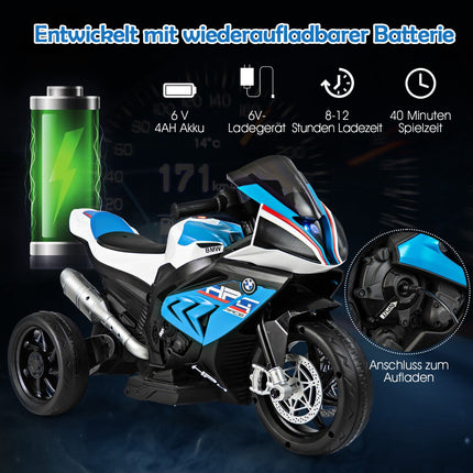 Kids' Electric 3-Wheel Motorcycle with Music, Blue