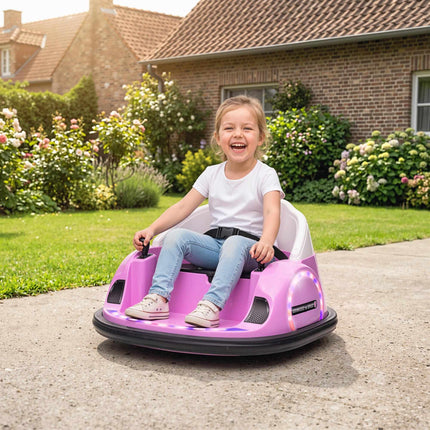 Kids Electric Bumper Car, Pink, 360 Spin, LED Lights