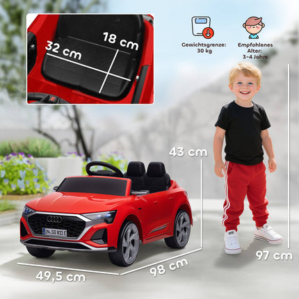 Kids' Electric Car, 12V Audi Q8, Remote, Lights, Music, Red