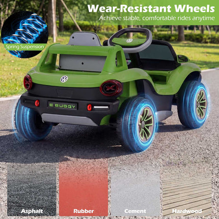 Kids Electric Car 12V with 2.4G Remote Control, LED Lights, Music, Green