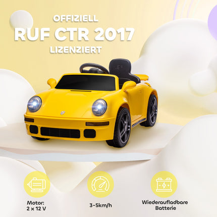 Kids Electric Car, 12V with Remote, MP3, LED Lights, Yellow