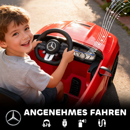 Kids Electric Car, Mercedes Design, 12V, Remote, LED, Red