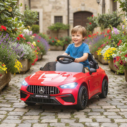 Kids Electric Car, Mercedes Design, 12V, Remote, LED, Red
