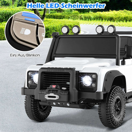 Kids Electric Car with Remote Control, White, 12V Battery