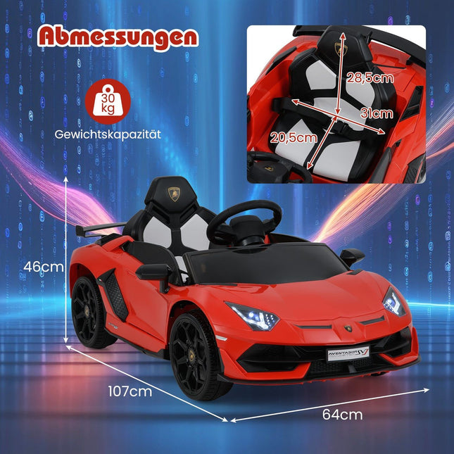 Kids Electric Car with Remote, LED Lights – Red Lamborghini