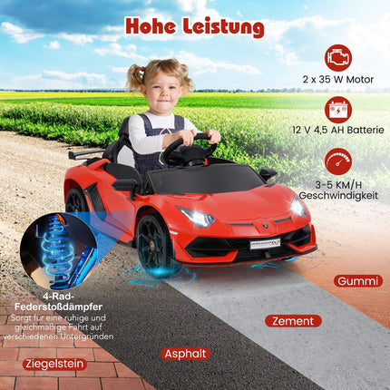 Kids Electric Car with Remote, LED Lights – Red Lamborghini