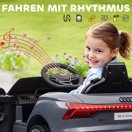 Kids' Electric Car with Remote, Seatbelt, Music, Gray