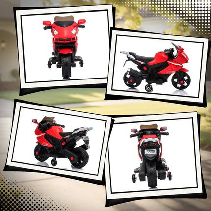 Kids Electric Motorcycle, Horn, Headlights, Music, Red