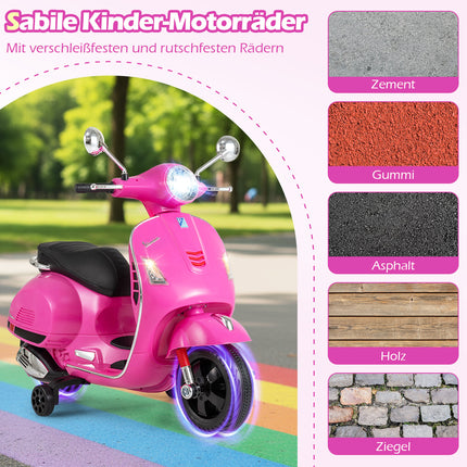 Kids Electric Motorcycle with LED Lights, Pink, Ages 3-6