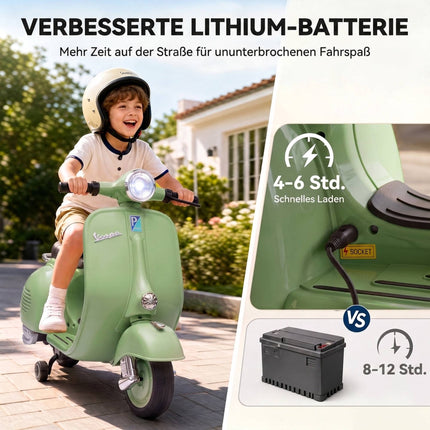 Kids Electric Motorcycle with Training Wheels, USB, Music