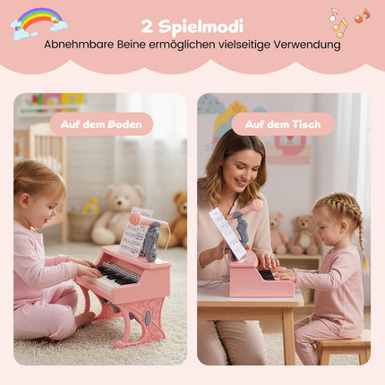 Kids Electric Piano Keyboard, 25 Keys, Mic & Stand, Pink