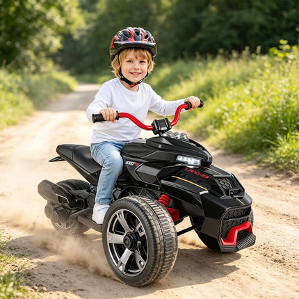 Kids' Electric Quad Bike, 12V, Black, 3-7 km/h