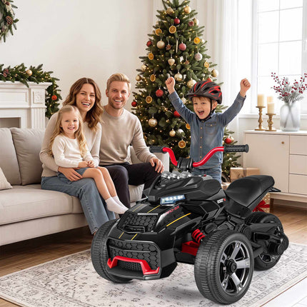 Kids' Electric Quad Bike, 12V, Black, 3-7 km/h