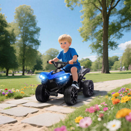Kids Electric Quad Bike, 6V Motor, Music & Lights, Blue