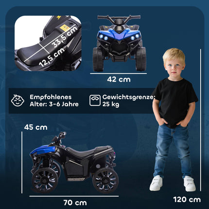 Kids Electric Quad Bike, 6V Motor, Music & Lights, Blue