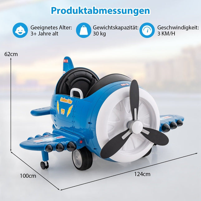 Kids Electric Ride-On Airplane with Remote Control, Blue