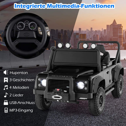 Kids Electric Ride-On Car with Remote, Black, 12V Battery