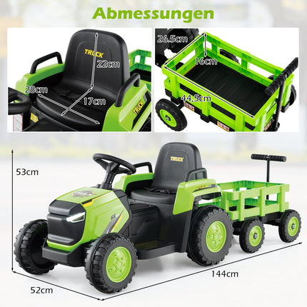 Kids Electric Ride-On Tractor with Detachable Trailer, Remote