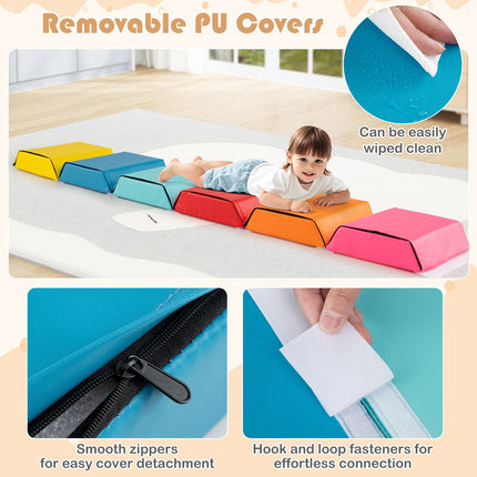 Kids Foam Climbing Blocks Set, 6-Piece PU Covers