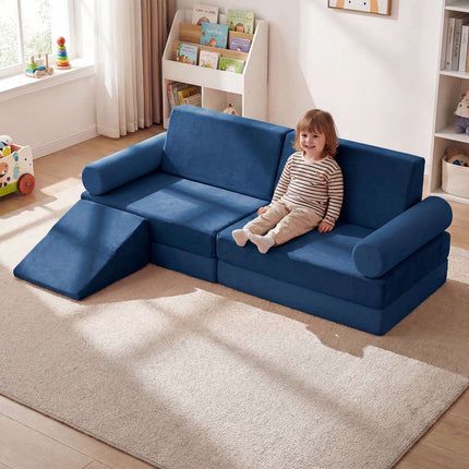 Kids Foam Play Couch Set, 10-Piece, Climb And Crawl, Blue