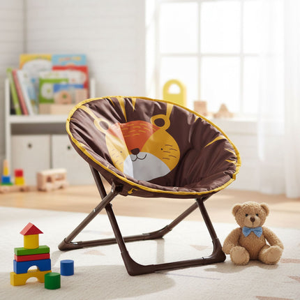 Kids Foldable Moon Chair with Animal Design