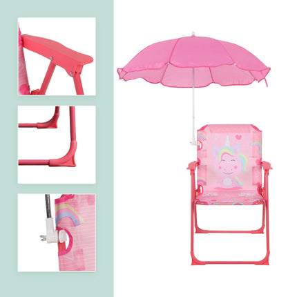 Kids' Folding Chair with Parasol – Lightweight, Portable