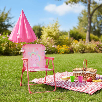Kids' Folding Chair with Parasol – Lightweight, Portable