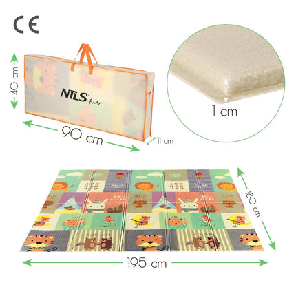 Kids Folding Mat, Zoo Design, 195x180cm