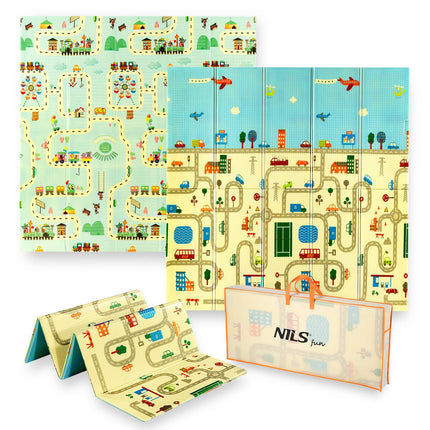 Kids Folding Play Mat, City Design, 195x180 cm