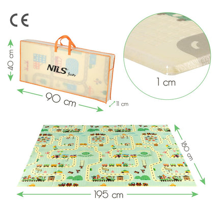 Kids Folding Play Mat, City Design, 195x180 cm