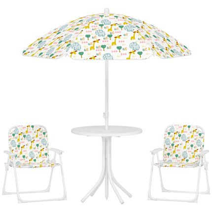 Kids' Folding Table Set with Umbrella, Animal Design