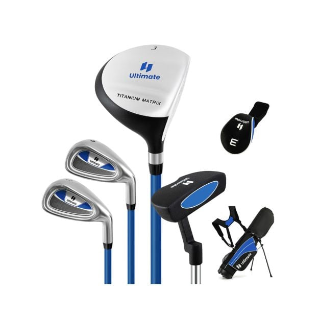 Zestaw kijów golfowych dla dzieci w wieku 8-13 lat, 4 kije, torba stojąca