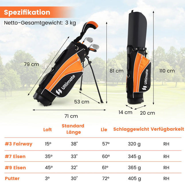 Golfclubset voor kinderen, rechtshandig, leeftijd 11-13, oranje