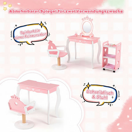 Kids Hair Salon Play Set with LED Mirror & Swivel Chair