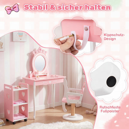 Kids Hair Salon Play Set with LED Mirror & Swivel Chair