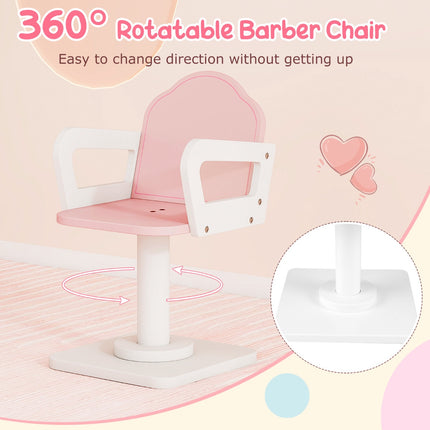 Kids Hair Salon Playset with LED Mirror, Chair, Pink