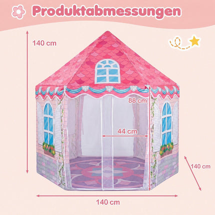 Kids Hexagonal Play Tent with Dance Mat – Pink