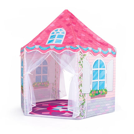 Kids Hexagonal Play Tent with Dance Mat – Pink