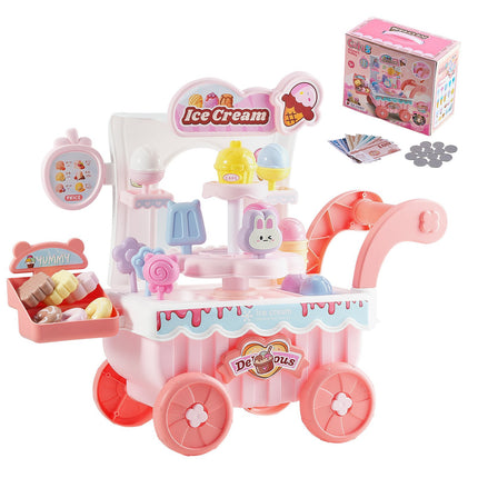 Kids Ice Cream Cart Playset, 27-Piece, Lights and Sounds