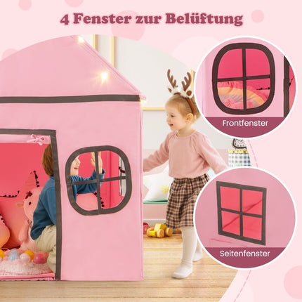 Kids Indoor Playhouse Tent with Star Lights & Mat
