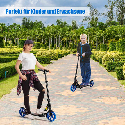 Kids Kick Scooter with LED Wheels, Adjustable Handle, Black/Blue