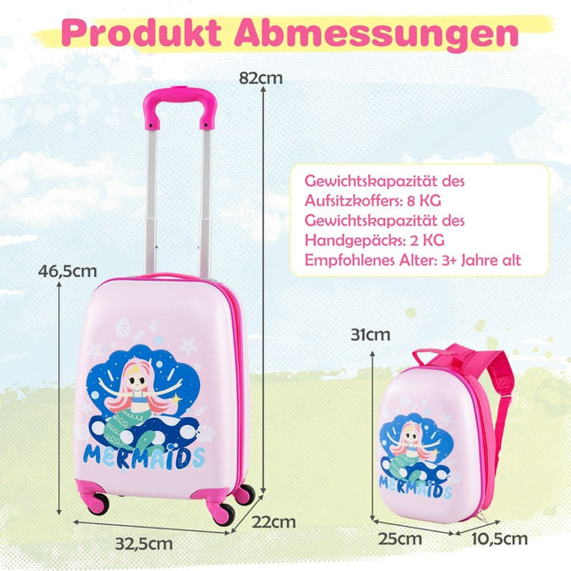 Kinderbagageset - 12" & 16" harde koffer + rugzak