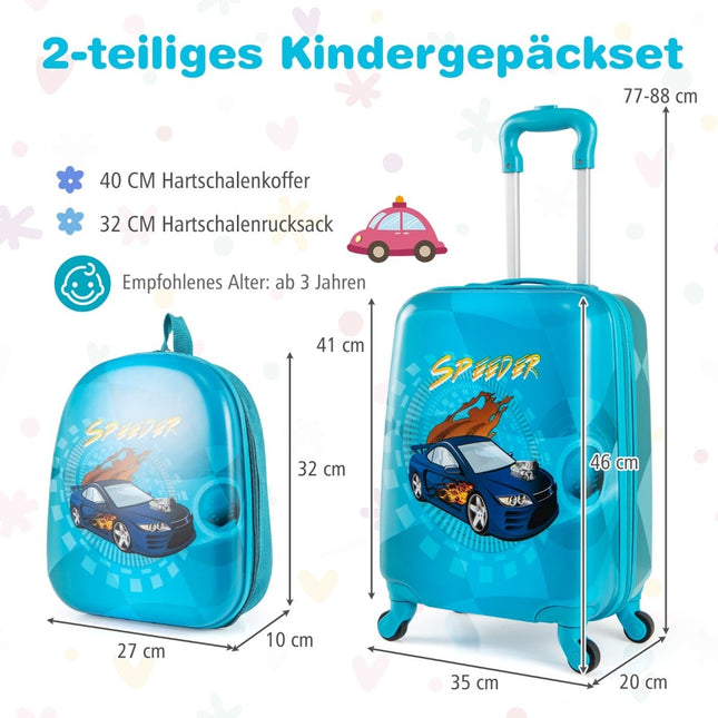 Kinderkofferset met wielen - 43 cm koffer & 33 cm rugzak